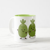 Cute pineapple guava feijoa cartoon tweekleurige koffiemok (Voorkant links)