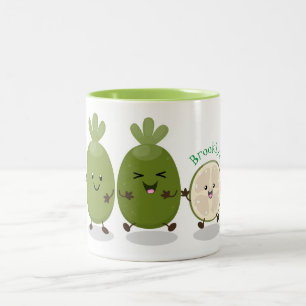 Cute pineapple guava feijoa cartoon tweekleurige koffiemok