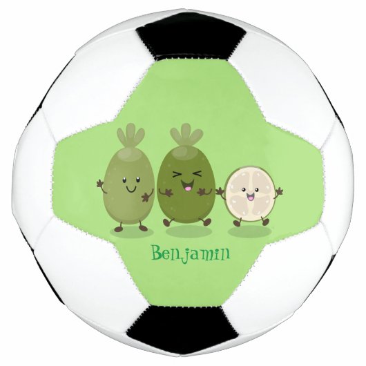 Cute pineapple guava feijoa cartoon voetbal (Voorkant)