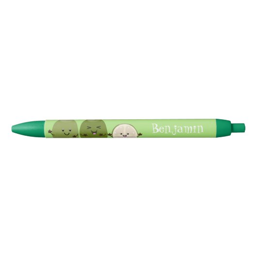 Cute pineapple guava feijoa cartoon zwarte inkt pen (Voorkant)