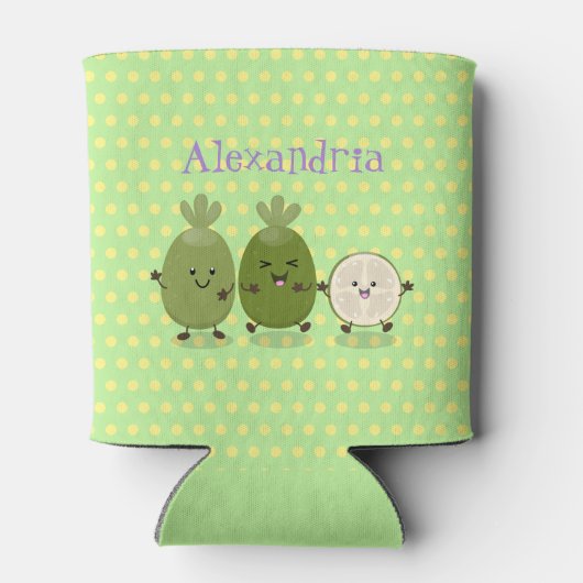 Cute pineapple guava feijoa grappige cartoon blikjeskoeler (Achterkant)