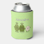 Cute pineapple guava feijoa grappige cartoon blikjeskoeler (Blikje Achterkant)