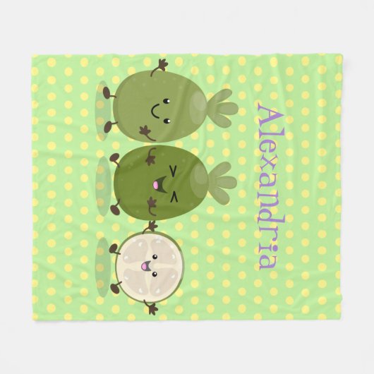 Cute pineapple guava feijoa grappige cartoon fleece deken (Voorkant (Horizontaal))