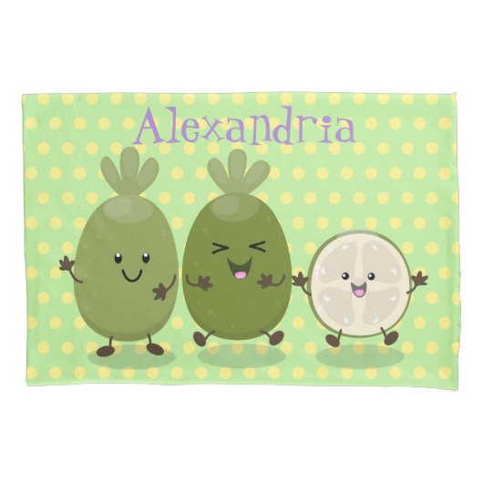 Cute pineapple guava feijoa grappige cartoon kussensloop (Voorkant)