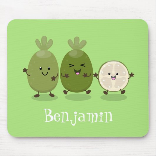 Cute pineapple guava feijoa grappige cartoon muismat (Voorkant)