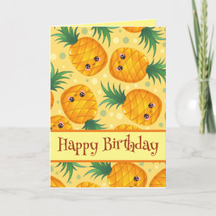 Cute Pineapple Happy Birthday Kaart