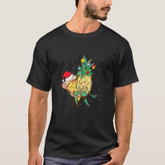 Cute Pineapple & Pizza Funny Couple Dancing Merry T-shirt (Voorkant)