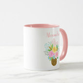 Cute Pineapple Rozen Bouquet Pink Mok (Voorkant rechts)
