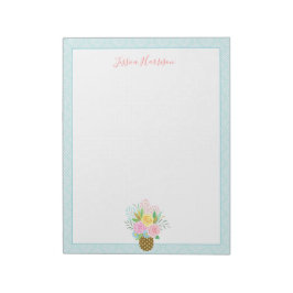 Cute Pineapple Rozen Bouquet Pink Turquoise Big Notitieblok