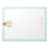 Cute Pineapple Rozen Bouquet Pink Turquoise Big Notitieblok (Voorkant)
