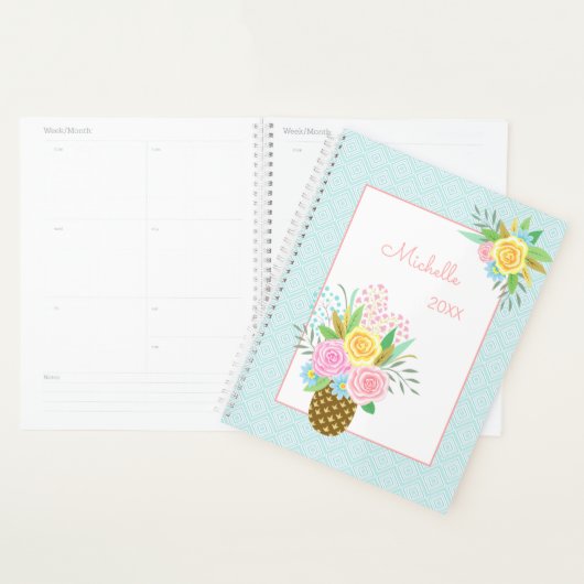 Cute Pineapple Rozen Bouquet Pink Turquoise Big Planner (Display)