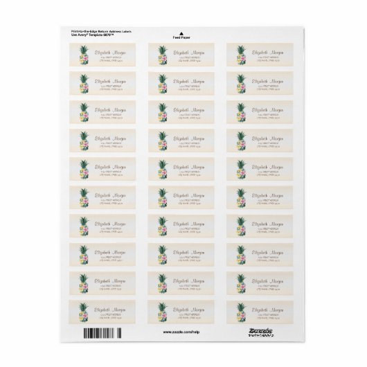 Cute Pineapple Tropical Flowers Address Label (Full Sheet)