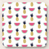 Cute Pineapple & Watermelon Doodle Pattern Bier Onderzetter (Voorkant)