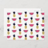 Cute Pineapple & Watermelon Doodle Pattern Briefkaart (Voorkant / Achterkant)