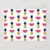 Cute Pineapple & Watermelon Doodle Pattern Briefkaart (Voorkant)
