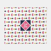 Cute Pineapple & Watermelon Doodle Pattern Fleece Deken (Voorkant (Horizontaal))