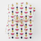 Cute Pineapple & Watermelon Doodle Pattern Inpakpapier Vel (In situ)