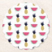 Cute Pineapple & Watermelon Doodle Pattern Kartonnen Onderzetters (Voorkant)