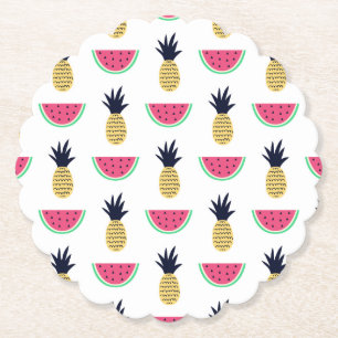 Cute Pineapple & Watermelon Doodle Pattern Kartonnen Onderzetters