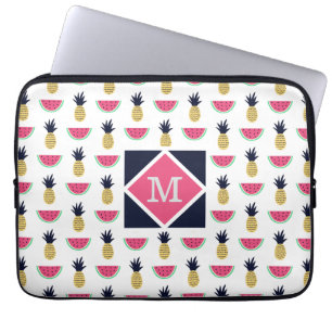 Cute Pineapple & Watermelon Doodle Pattern Laptop Sleeve