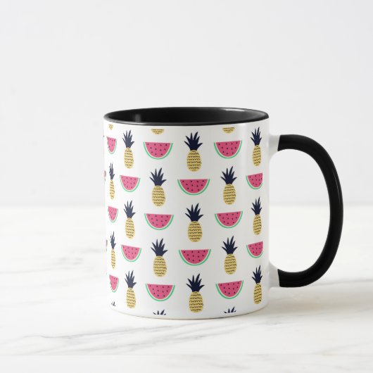 Cute Pineapple & Watermelon Doodle Pattern Mok (Rechts)