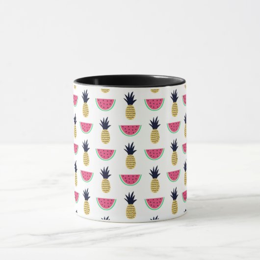 Cute Pineapple & Watermelon Doodle Pattern Mok (Midden)