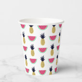 Cute Pineapple & Watermelon Doodle Pattern Papieren Bekers (Achterkant)
