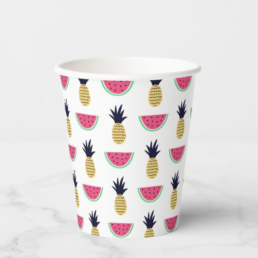 Cute Pineapple & Watermelon Doodle Pattern Papieren Bekers (Voorkant)