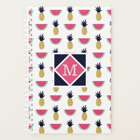 Cute Pineapple & Watermelon Doodle Pattern Planner (Voorkant)