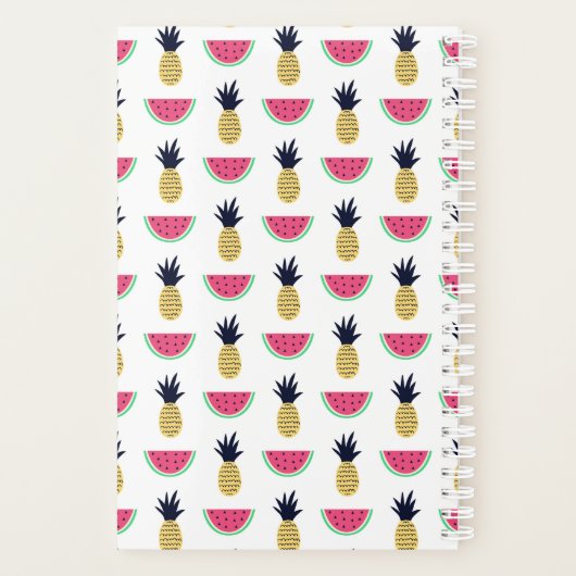 Cute Pineapple & Watermelon Doodle Pattern Planner (Achterkant)
