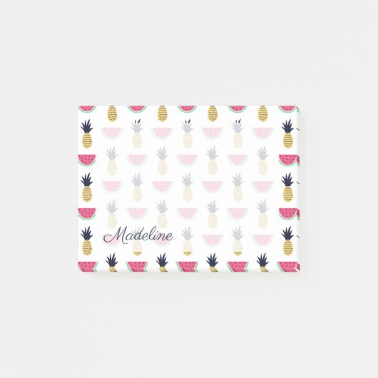 Cute Pineapple & Watermelon Doodle Pattern Post-it® Notes (Voorkant)