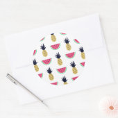 Cute Pineapple & Watermelon Doodle Pattern Ronde Sticker (Envelop)