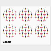 Cute Pineapple & Watermelon Doodle Pattern Ronde Sticker (Vel)