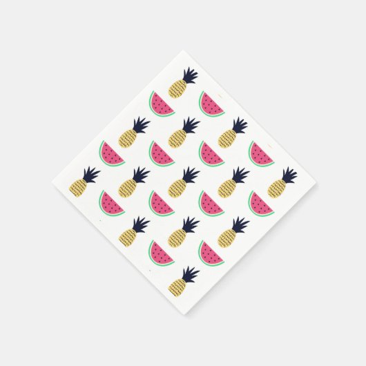 Cute Pineapple & Watermelon Doodle Pattern Servet (Hoek)
