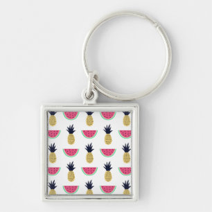Cute Pineapple & Watermelon Doodle Pattern Sleutelhanger