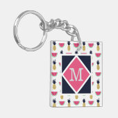 Cute Pineapple & Watermelon Doodle Pattern Sleutelhanger (Voorkant Links)