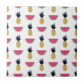 Cute Pineapple & Watermelon Doodle Pattern Tegeltje (Voorkant)