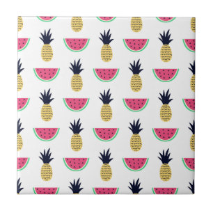 Cute Pineapple & Watermelon Doodle Pattern Tegeltje