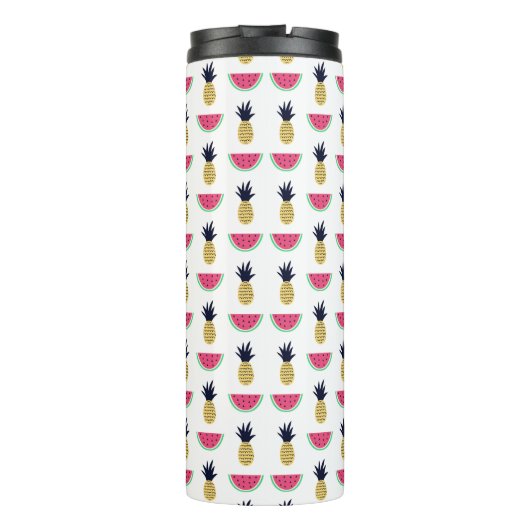 Cute Pineapple & Watermelon Doodle Pattern Thermosbeker (Achterkant)