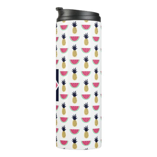 Cute Pineapple & Watermelon Doodle Pattern Thermosbeker (Geroteerd rechts)