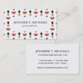 Cute Pineapple & Watermelon Doodle Pattern Visitekaartje (Voorkant / Achterkant)