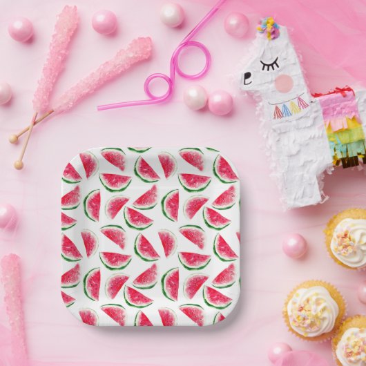 Cute Pineapple & Watermelon Pattern Papieren Bordje (Feest)