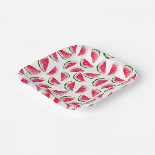 Cute Pineapple & Watermelon Pattern Papieren Bordje (Gebogen)