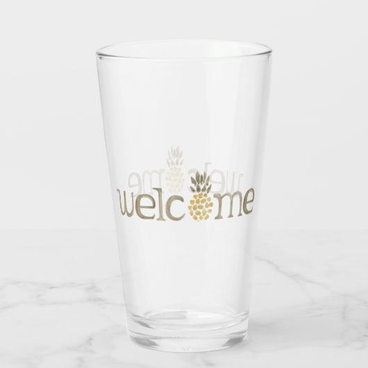 Cute Pineapple Welcome Waterverf Glass Glas (Achterkant)