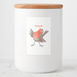 Cute-pingle cartoon voedselcontainer etiket