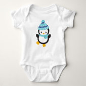 Cute pinguin, Baby pinguïn, pinguïn met scarf Romper (Voorkant)