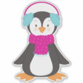 Cute pinguin, Baby pinguïn, pinguïn met scarf Sticker (Voorkant)