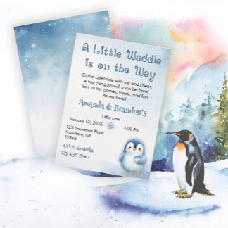 Cute Pinguïn Baby Shower Kaart