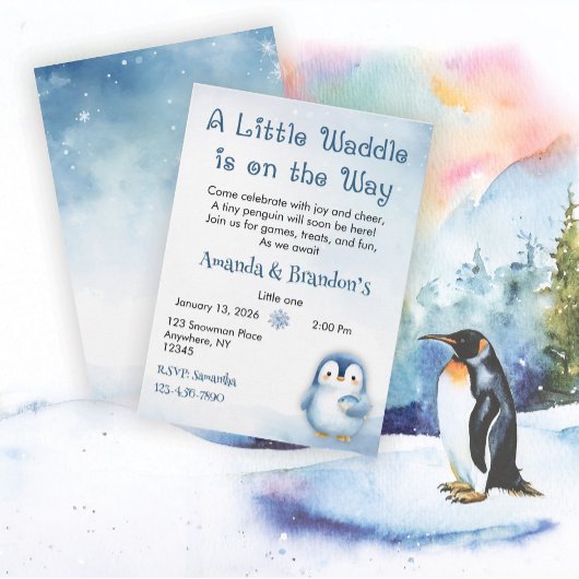 Cute Pinguïn Baby Shower Kaart