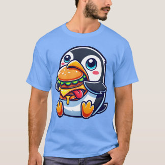 Cute Pinguïn Burger Cartoon Fast Food retro T-shirt